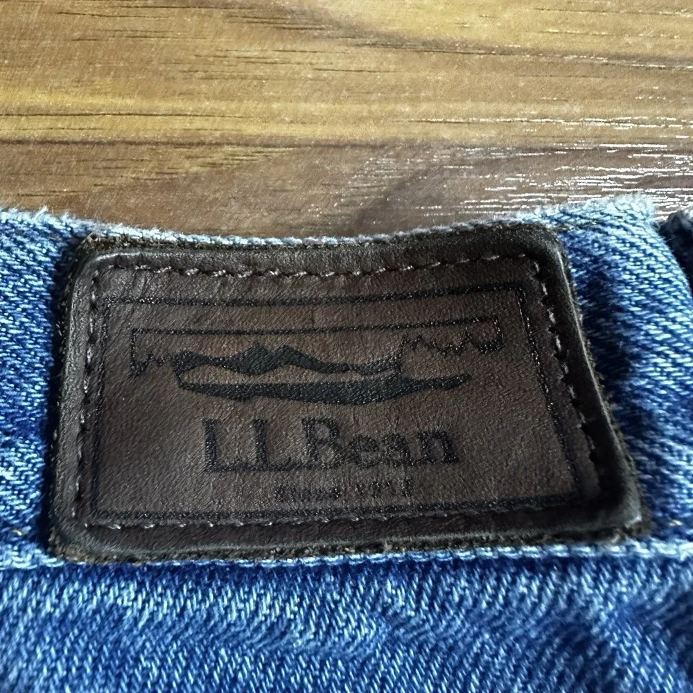 LL Bean Flannel Lined Jeans Mens 34x34 Blue Classic Fit Straight Leg Denim